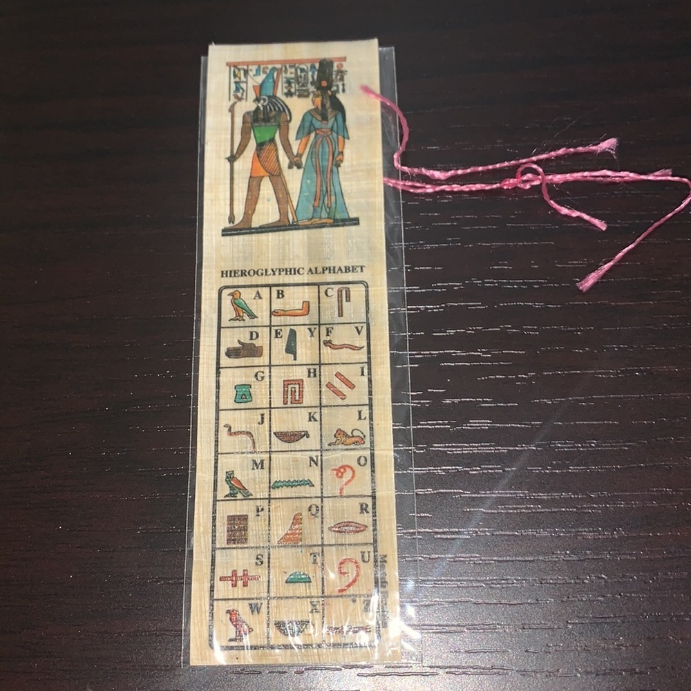 Papyrus Bookmark + 1 Wooden Ruler Egyptian letters - Picture 4 of 4